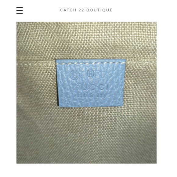 *SOLD* Gucci 'Bree' Blue Leather Trim GG Camera Monogram Bag - Picture 7 of 8